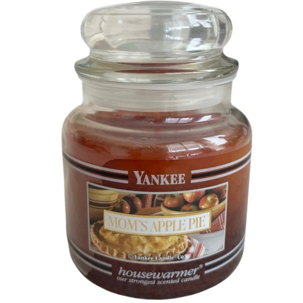 Yankee Candle Jar Mom’s Apple Pie Rare Vintage Black Band Orange 14.5 Oz